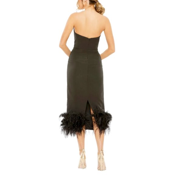 Mac Duggal 11629 Womens Size 8 Black Strapless Formal Dress With Feather‎ Trim - Picture 4 of 4